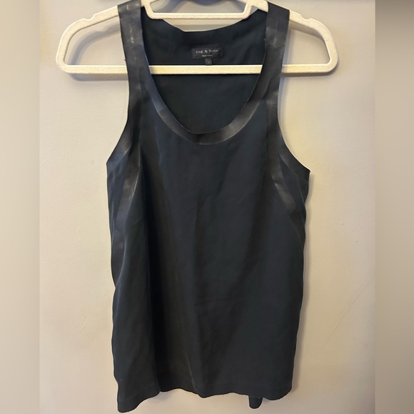 rag & bone Tops - Rag & Bone Racer Back Tank Top with Faux Leather Trim Black Size Small